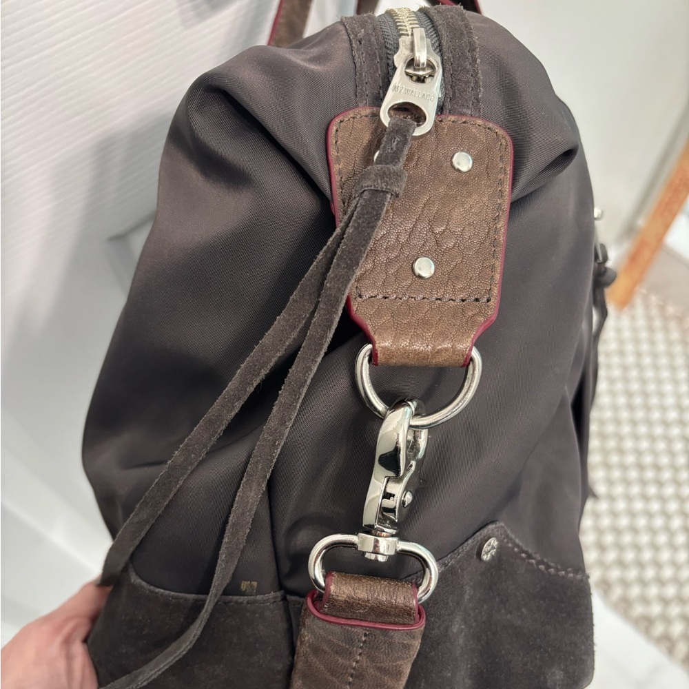 ✨MZ WALLACE Josie Bedford Nylon Grey Satchel/Large Bag Suede & Leather Trim - Picture 5 of 15